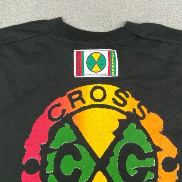 Vintage CROSS COLOURS Shirt XL Black‎ Stop D Violence Power 106 1990s Rapper USA - Picture 13 of 15